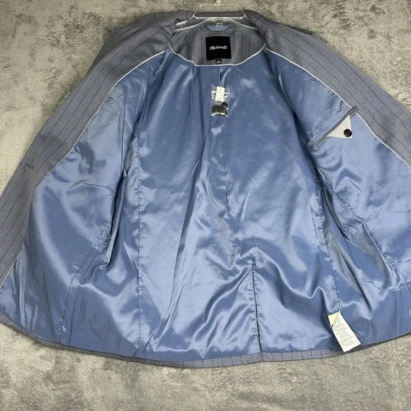 Madewell Alexa Chung Oversized Blazer Women's Size 12 Blue Gray Pinstripe NWT - Picture 3 of 13